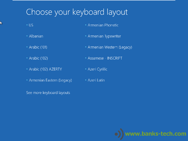 How To Restore Windows 8.1 With A System Image - Choose Keyboard Layout