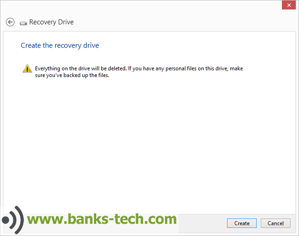 How To Create A Windows 8.1 Recovery Drive - Create The Recovery Drive